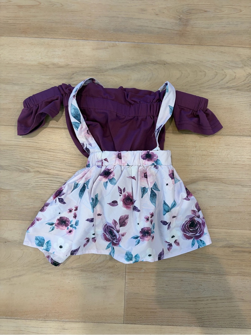 Baileys Blossom Baby Girls Purple Floral One-Piece Bodysuit with Skirt
